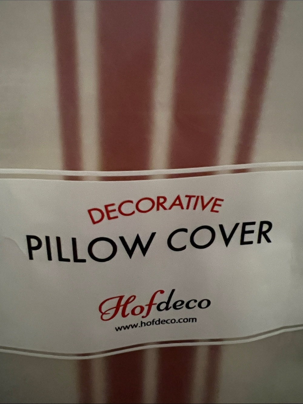 Duo Hofdeco Cream Decorative Pillow Cover with Rustic Red Stripes